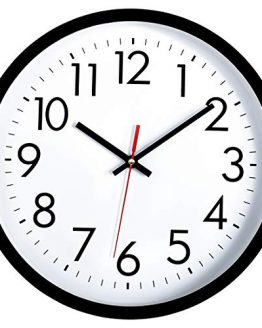 Lumuasky Black Wall Clock, Silent Non-Ticking 12 Inch