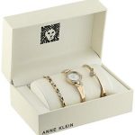Anne Klein Swarovski Crystal-Accented Gold-Tone Bangle Watch