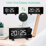 Digital Projection Alarm Clock Large 8” LED Curved Screen Display with USB Charger and Loud Dual Alarms for Bedroom, Plug-in 180° Projector 12/24 H Wall Ceiling Clock for Heavy Sleeper Kid Elderly