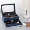 Watch Box, 12 Slots PU Leather Case Organizer with Jewelry Drawer