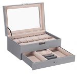 12 Slots Watch Box Organizer with Valet Drawer