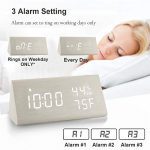 Digital Wooden Alarm Clock 3 Level Brightness & Temperature