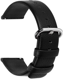Quick Release Genuine Leather Watch Strap 20mm Black