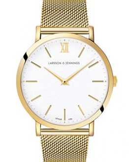 Larsson Jennings Watch with 40mm Satin White dial and Gold Plated