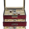 TimelyBuys Luxury 30 Cherry Wood Watch Box Display Case