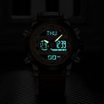 Tonnier Genuine Leather Band Analog Digital LED