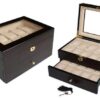 TIMELYBUYS 20 Piece Ebony Walnut Wood Men's Watch Box
