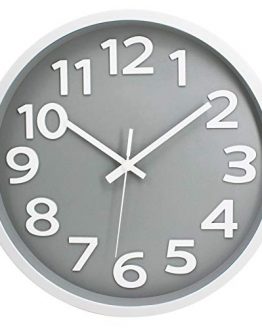 Modern Simple Wall Clock Non-Ticking Big Numbers