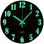 Wall Clock Silent Wooden Design Night Lights