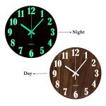 Wall Clock Silent Wooden Design Night Lights