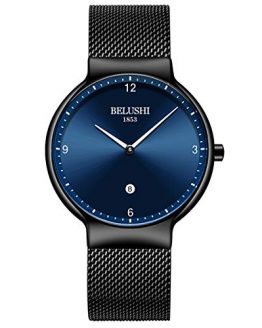 Men's Ultra-Thin Watch, Quartz Watch,Blue/Black Face