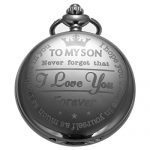 SIBOSUN Pocket Watch Men Chain Fob Quartz Engraved