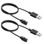 2-Pack Replacement Charger Cable for Letsfit ID205L Smartwatch - USB Charging Cable with 2 Pins Magnetic Suction Charger for Bluetooth ID205L Sport Watches in Black Color