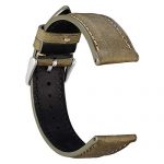 Leather Watch Strap with Silver Stainless Steel Buckle 20mm