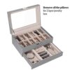 12 Slots Watch Box Organizer with Valet Drawer