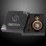 Pocket Watch Case Skeleton Mechanical SIBOSUN Men Bronze Chain