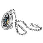 Stuhrling Original Men's Pocket Watch - Dual Time, Sun Moon Subdial, and Stainless Steel Chain
