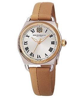 Beige Italian Leather Dial Strap Watch Bruno Magli