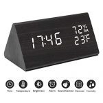 Digital Alarm Clock with Wooden Electronic LED