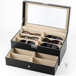 12 Slots Lockable Drawer Collection Holder PU Leather Display Case