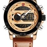 Tonnier Genuine Leather Band Analog Digital LED