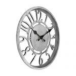 Silver Contour Wall Clock 12 inch Silent Non-Ticking Round Quartz