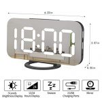 Digital Alarm Clock,Large Mirrored LED Clock,Snooze