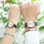 White Ladies Wrist Watch Brown Leather Waterproof
