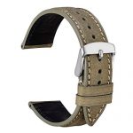 Leather Watch Strap with Silver Stainless Steel Buckle 20mm