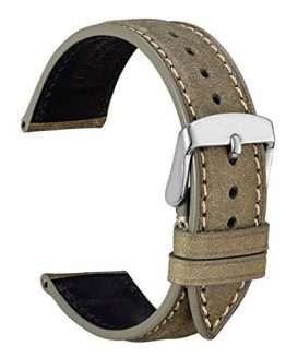 Leather Watch Strap with Silver Stainless Steel Buckle 20mm