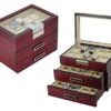 TimelyBuys Luxury 30 Cherry Wood Watch Box Display Case