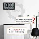 WallarGe Digital Wall Clock, Autoset Desk Alarm Clock