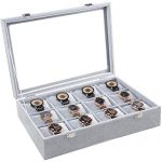 Watch Box Organizer Storage Boxes Grey Velvet