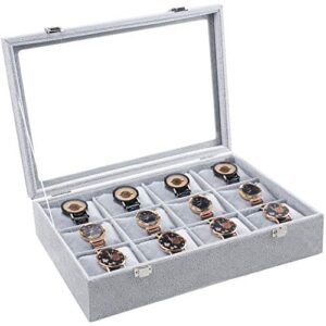 Watch Box Organizer Storage Boxes Grey Velvet