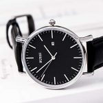 BUREI Men's Fashion Minimalist Wrist Watch Analog Black Date