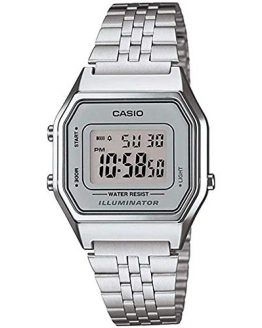 Casio Ladies Silver Tone Digital Retro Watch