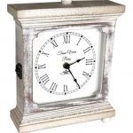 Tasse Verre Rustic Shelf Clock White Washed Wood Silent