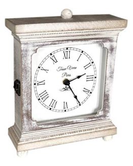 Tasse Verre Rustic Shelf Clock White Washed Wood Silent