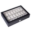 24 Slot Elegant Portable Black Watch Box Case Organizer