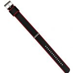 NATO Model Watch Strap - 18mm Black/Crimson - Stainless Metal Buckle - Seat Belt Nylon Watch Bands