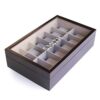 Espresso Wooden Watch Box Organizer with Glass Display Top