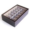 Solid Espresso 12 Slot Wood Watch Box Organizer