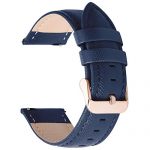 Quick Release Leather Watch Band 20mm Dark Blue