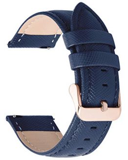 Quick Release Leather Watch Band 20mm Dark Blue