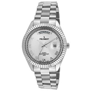 Peugeot Stainless Steel Big Face Luxury Watch with Day Date Windows