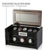 Dynamic Dark Burl Watch Winder - LCD Touchscreen, LED Backlight, and 3+5 Storage Compartment