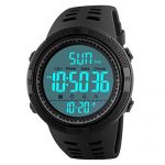 Mens Digital Sport Watch, Military Waterproof Watches Fashion Army Electronic Casual Wristwatch with Luminous Calendar Stopwatch Alarm LED Screen - Black
