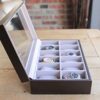 Solid Espresso 12 Slot Wood Watch Box Organizer