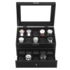 Watch Box Mens Lockable Organizer Black Display Case