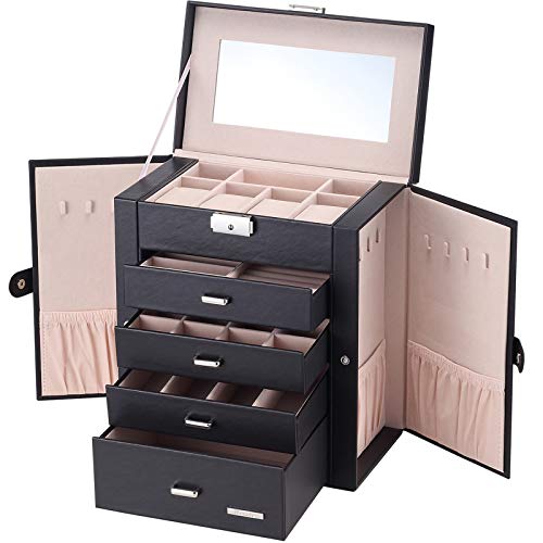 Homde Synthetic Leather Huge Jewelry Box Mirrored Watch